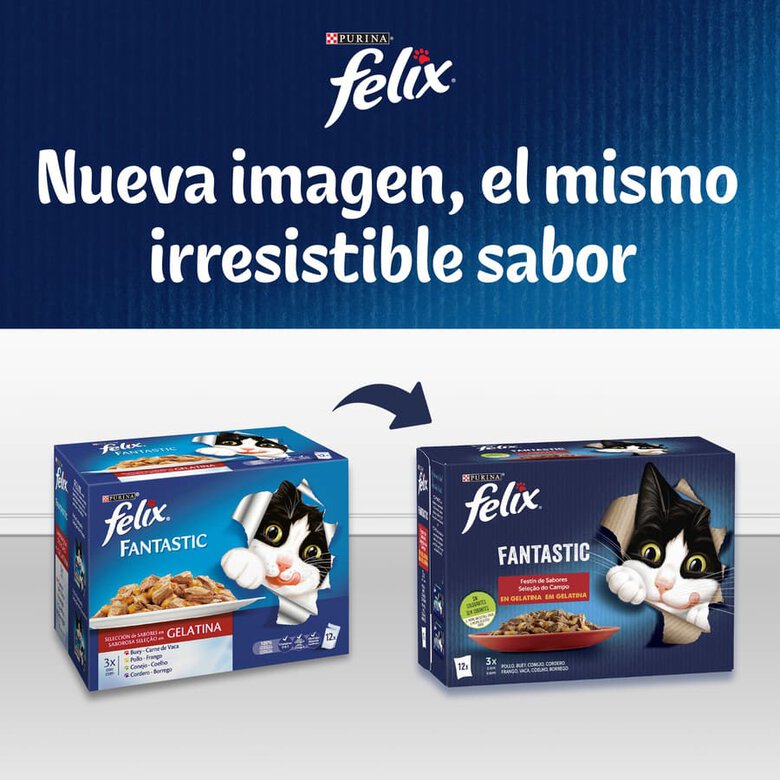 Purina Felix Fantastic Seleção de Vegetais saquetas de gelatina para gatos - Pack 4, , large image number null